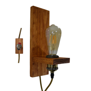 Tama Aplique de muro con interruptor y enchufe de madera