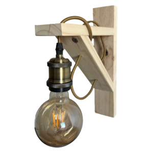 Maescu Aplique de muro escuadra madera natural interruptor y enchufe