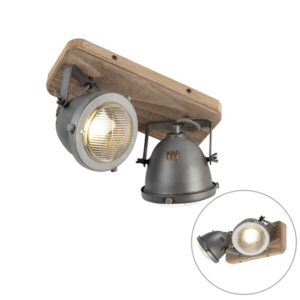 Foco acero madera bombilla GU10 orientable LEMAZ