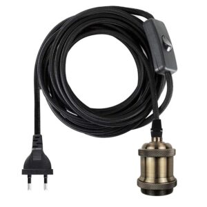 Cable trenzado negro para lampara soquete Bronce