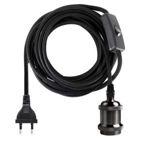 Cable trenzado negro para lampara soquete