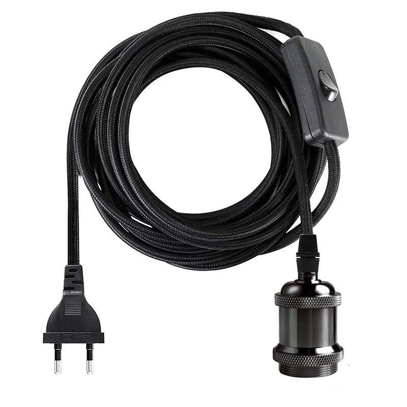 Cable trenzado negro para lampara soquete - LemuLux