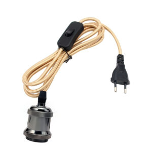 Cable trenzado café para lampara soquete Negro