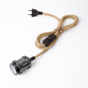 Cable de yute para lampara soquete negro