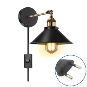 Petbron Aplique de muro con interruptor y enchufe