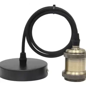Soquete E27 Bronce cable negro Retro Lampara De Techo Lampara