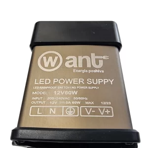 Fuente de poder cinta led 12v ip44 5v 60w