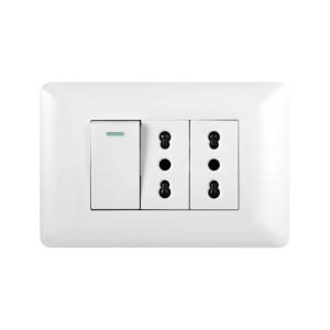 Tomacorriente Doble 10/16A + Interruptor Simple 9/12A Nova Modulo Blanco