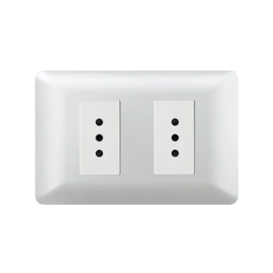 Tomacorriente Doble 10A Nova Plata Gris (Modulo Blanco)