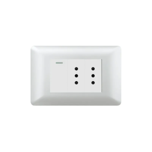 Tomacorriente Doble 10A 250V + Interruptor Simple 9/12 10A Nova Plata Gris (Modulo Blanco)