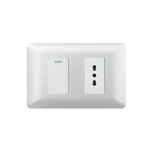 Tomacorriente Simple 10/16A 250V+Interruptor Simple 9/12 10A Nova Plata Gris (Modulo Blanco)
