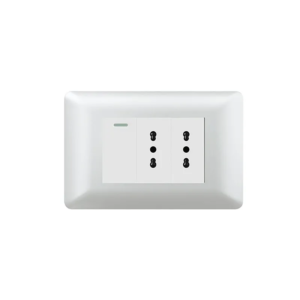 Tomacorriente Doble 10/16A 250V+Interruptor Simple 9/12 10A Nova Plata Gris (Modulo Blanco)